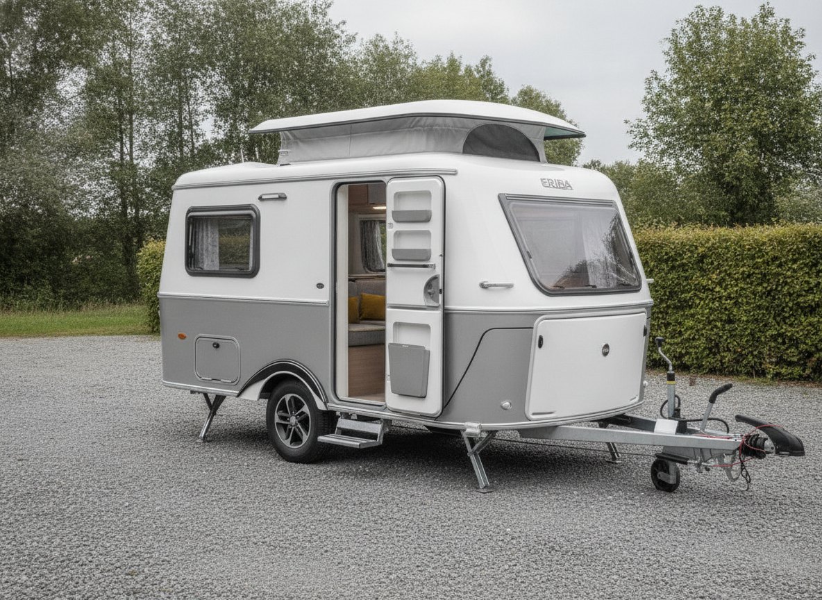 Eriba Touring mit charakteristischer runder Aluminium-Karosserie